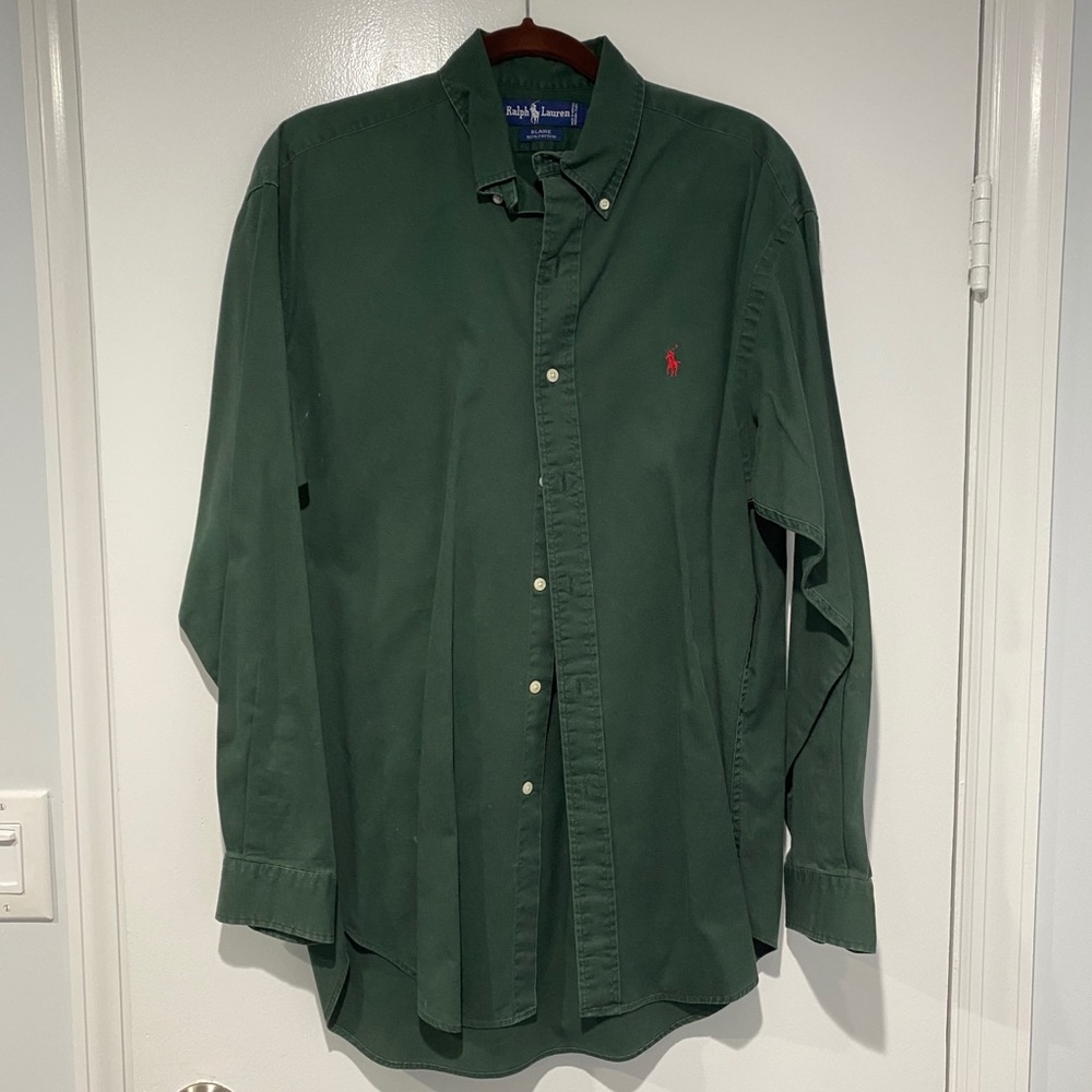 Ralph Lauren Blaire Style Green Button Down